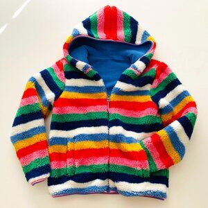 Cosy Reversible Rainbow Kids Fleece Hoodie from Mini Boden 9-10Y/140cm